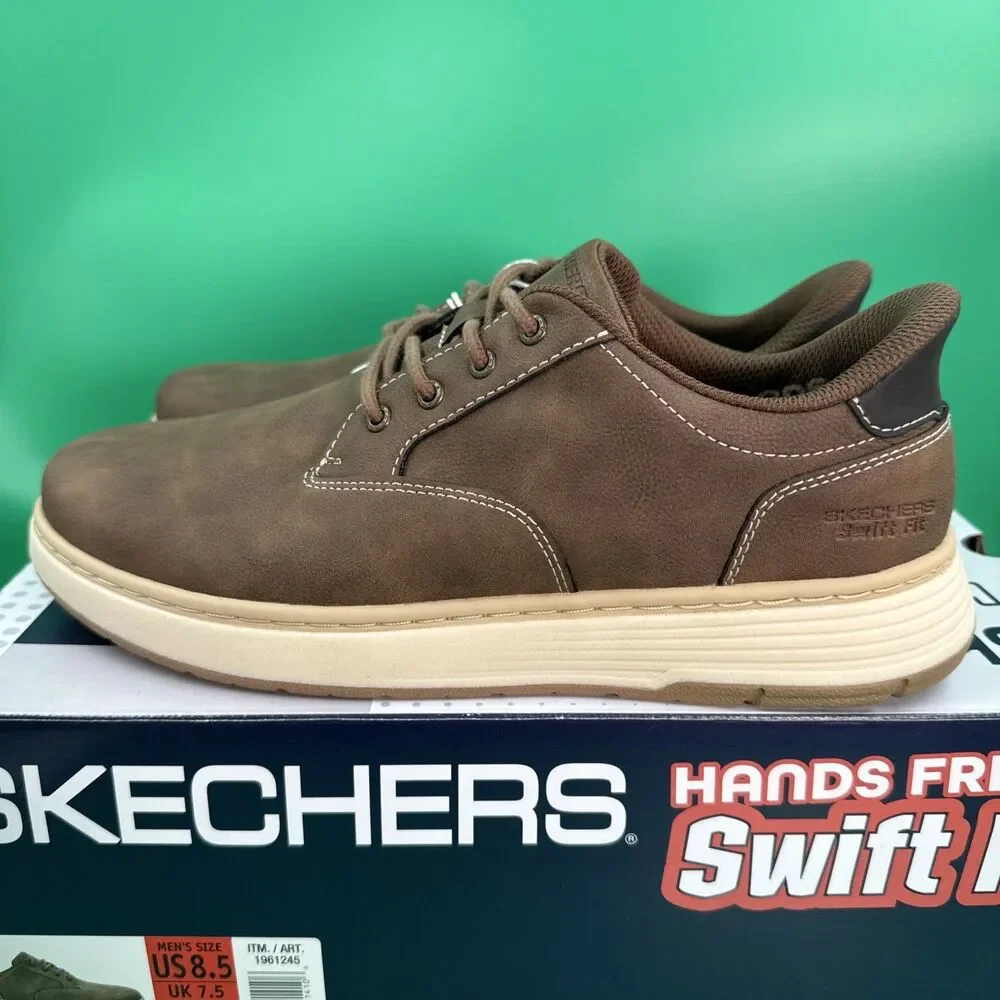 Skechers Hands Free Swift Fit Men’s 8.5 Brown Waterproof Casual Lace Sneakers